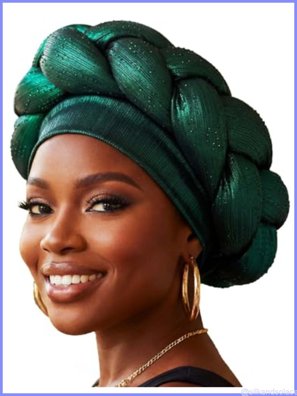 Woeoe Pre-Tied African Headwrap Gold Braided Turban One Size